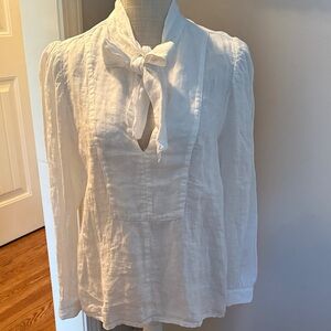 NWT Zara White Blouse with Bow Detail